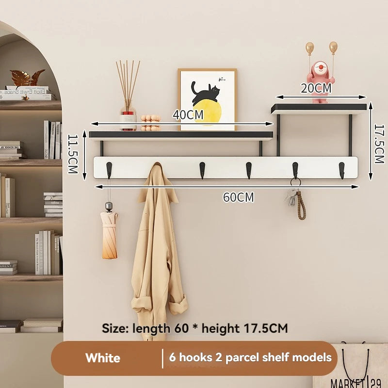 Gancho de madera maciza para ropa, perchero multifuncional para la pared de la entrada, gancho para llaves, perchero de pared sin perforaciones