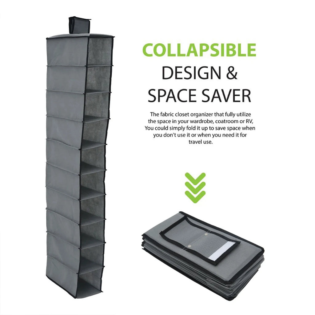 10 Layer Shoe Box Storage Hanging Bag Non-Woven Fabric Hanging Shoe Shelves Collapsible Wardrobe Storage Organizer for Shelves