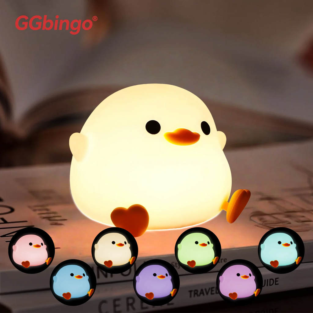 GGbingo Luz de Noche Recargable LED de Silicona con Forma de Animal de Dibujos Animados para Niños, Lámpara con Sensor Táctil, Temporizador, USB, Decoración para Habitación Infantil
