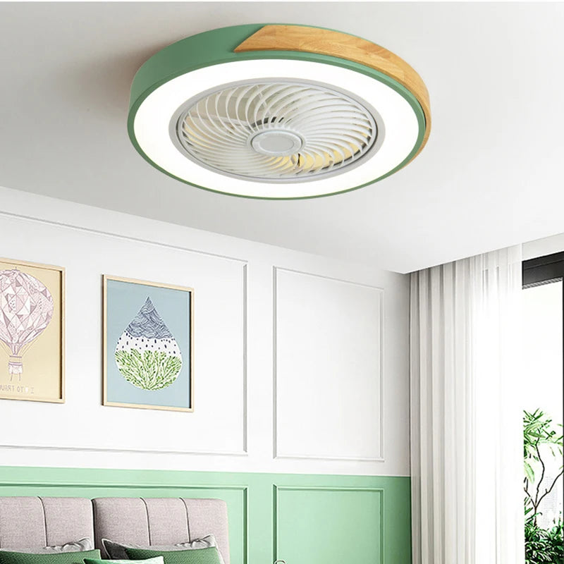 Ventilador de techo nórdico de madera con luz, ventiladores de techo inteligentes con luz para sala de estar, comedor, reversible, 6 velocidades, 50 CM