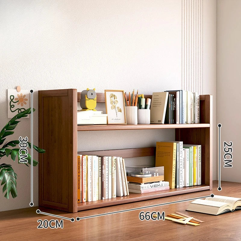 Simple desktop bookshelf dormitory multi-layer storage rack home student desk finishing shelf solid wood with extraction rack
