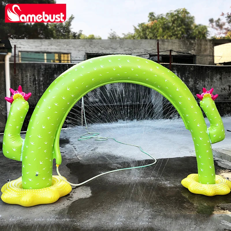 Camebust Spray Mat Piscina Ola Colchoneta de Agua para Niños Aspersor de Césped al Aire Libre Jardín Colchoneta de Agua Cactus Inflable Juguete de Juego para Piscina