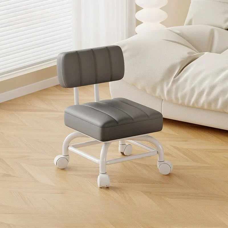 Small Stool Backrest Universal Wheel Soft Stool Children's Sofa Coffee Table Small Chair Pulley Low Stool Portable Stool