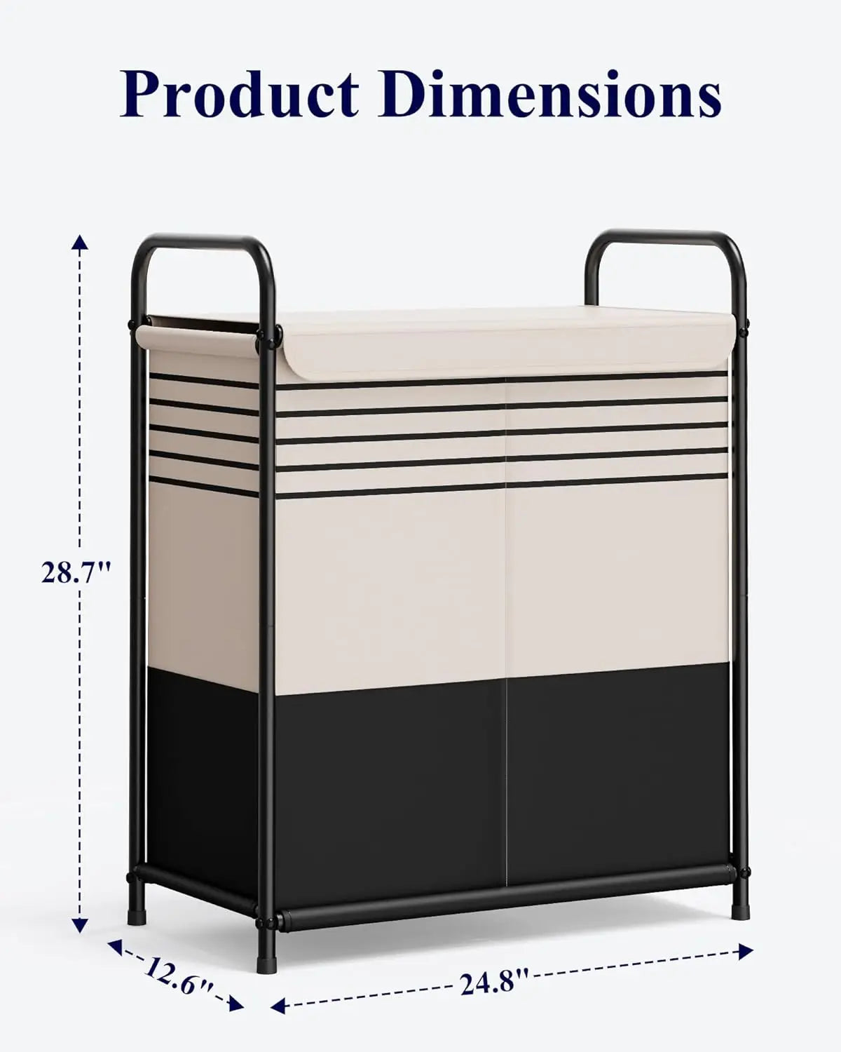 Cesto de ropa sucia con doble sección, tapa y bolsas extraíbles, cesta portátil de 120 L para dormitorio, baño, universidad