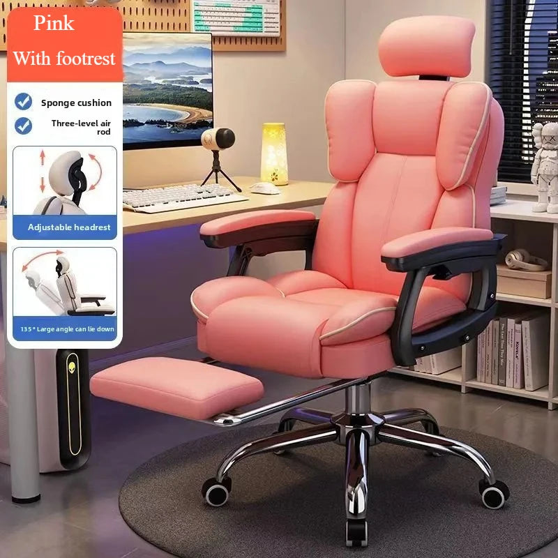 Silla de ordenador reclinable cómoda silla de juego sedentaria respaldo sofá silla de escritorio dormitorio silla giratoria de estudio en vivo muebles