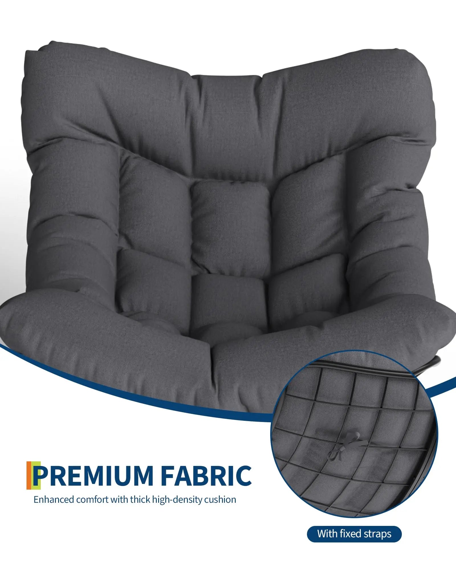 Mecedora Papasan extragrande con otomana, mecedora tipo huevo para exteriores para porche, balcón, patio trasero, alta resistencia, capacidad de 204 kg