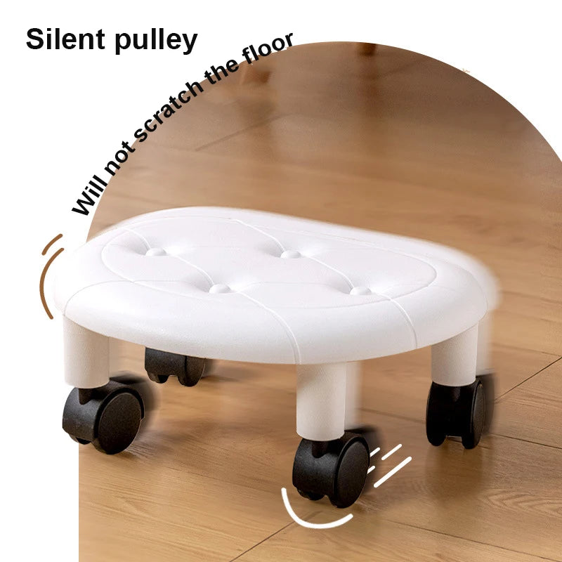 Taburete Universal con Ruedas para el Hogar, Asiento de Taburete Bajo con Ruedas para Niños, Taburete Multifuncional, Taburete Redondo