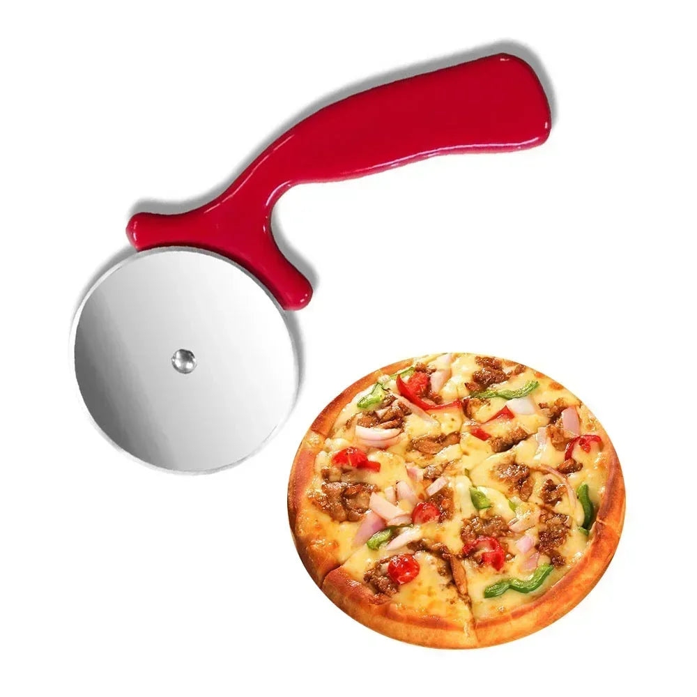 Accesorios de cocina de cortador de pizza nuevos, cortador de masa de acero inoxidable, cuchillo de pizza, cortador de galletas, rueda de rodillo para pastel, corte con tijera