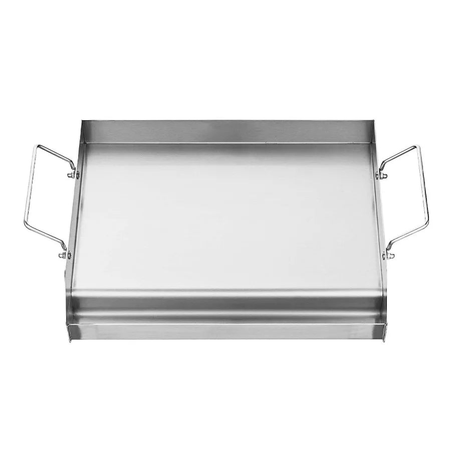 Plancha de acero inoxidable de 43x33 cm, placa rectangular universal de superficie plana para parrilla de gas, barbacoa, teppanyaki, utensilios de cocina portátiles con asa