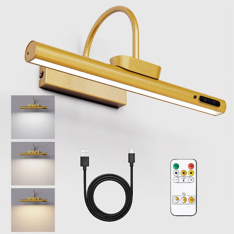 4000 mAh Luz de pintura y retrato con control remoto, lámpara de pared inalámbrica para sala de estar, funciona con batería recargable, para exhibición de arte