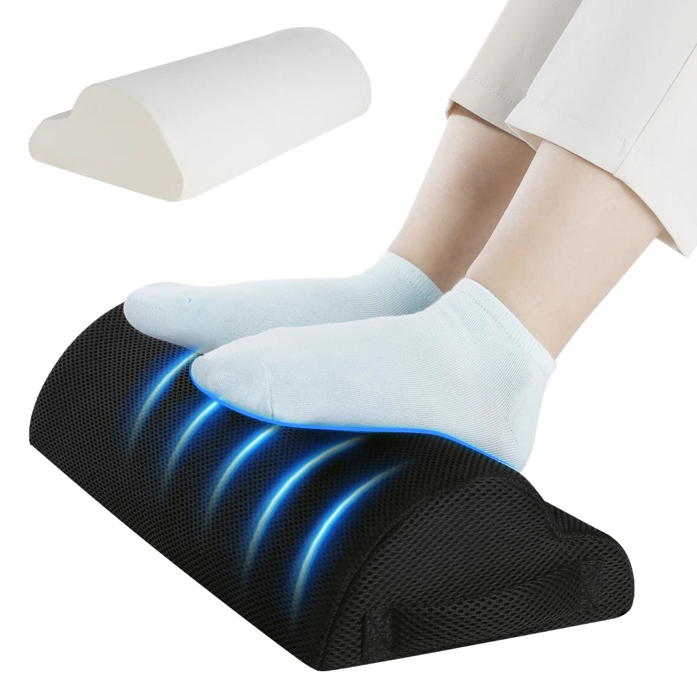 Taburete de oficina de espuma viscoelástica y reposapiés bajo el escritorio, almohada elevadora de piernas para juegos y oficina en casa