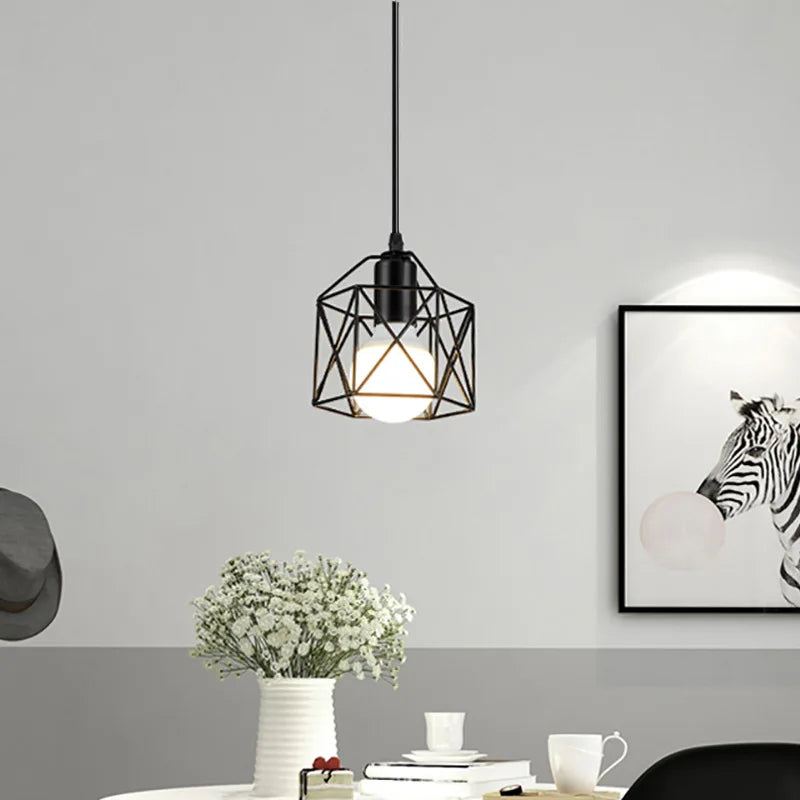 Lámpara colgante LED moderna de hierro con base E27 Minimalista Lámpara colgante Sala de estar Dormitorio Restaurante Tienda Bar Accesorio de decoración