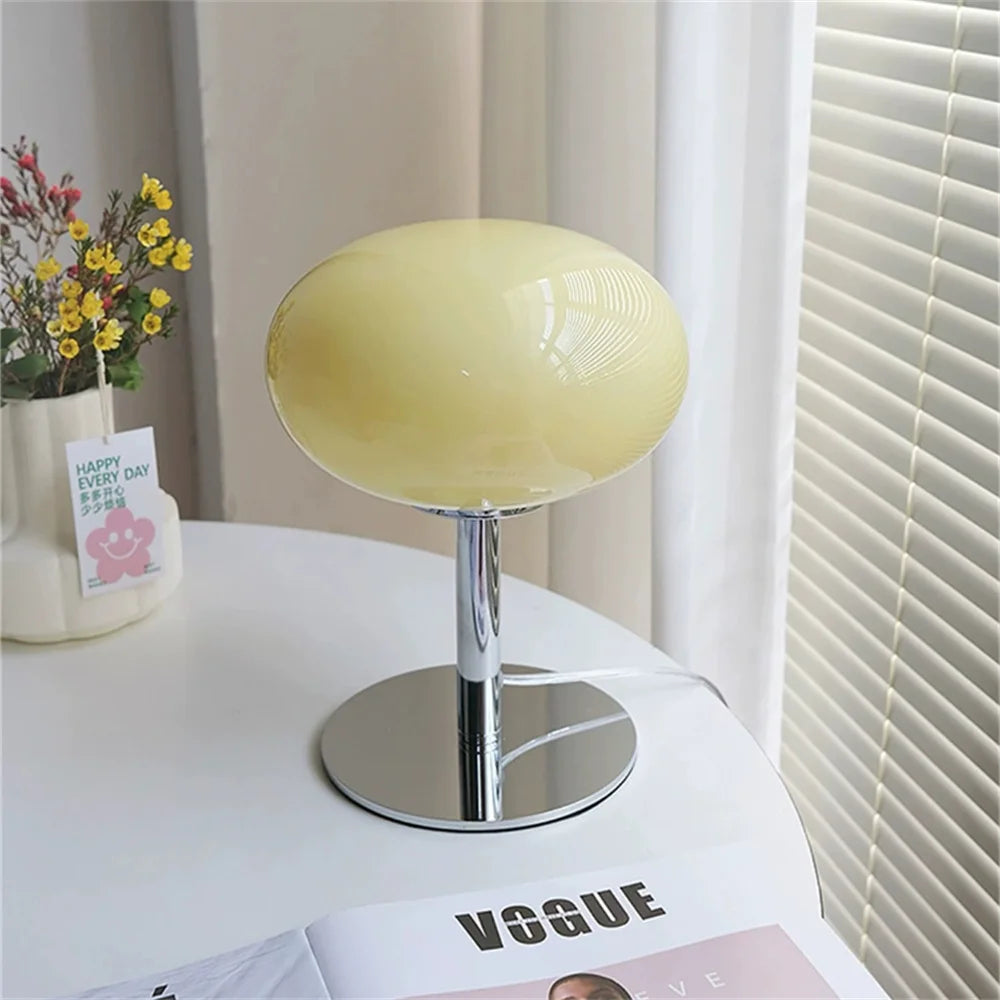 Lámpara de mesa Lollipop Lámpara de cristal color crema medieval Lámpara de pie de cristal retro de ambiente simple para sala de estar, dormitorio, estudio, decoración del hogar
