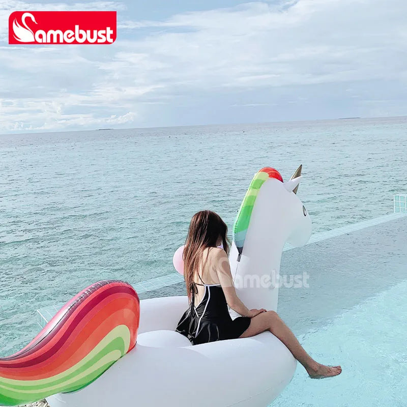 Flotador inflable Camebust para piscina, flotadores de piscina de animales, unicornio, tumbona acuática, decoración de fiesta