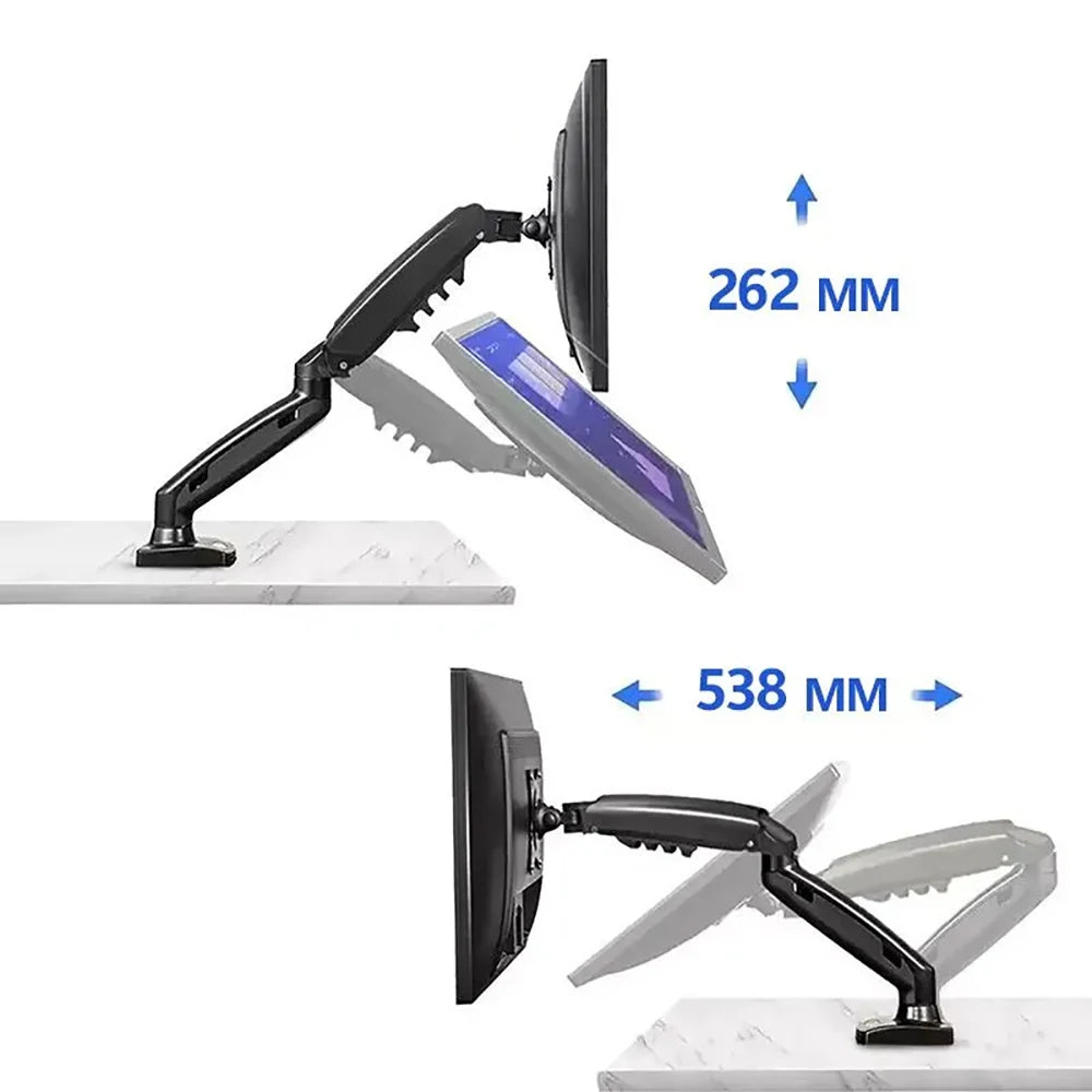 Soporte de brazo para monitor de PC ajustable NB F80, soporte para un solo monitor de hasta 30 pulgadas, soporte de escritorio para computadora con resorte de gas ajustable