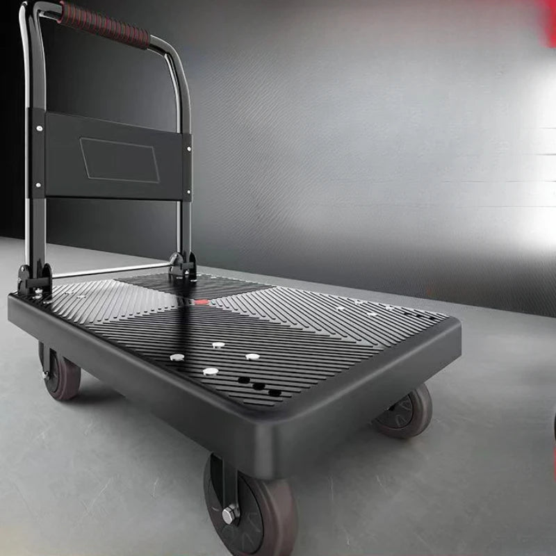 carro de plataforma de cuatro ruedas para arrastrar mercancías, carro de plataforma de cuatro ruedas para empujar mercancías, carro plegable, remolque exprés