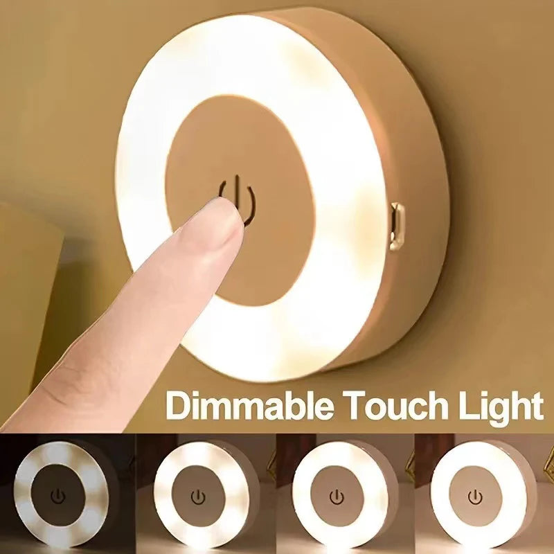 Lámpara portátil con pulsador táctil y regulable en 3 colores, recargable por USB