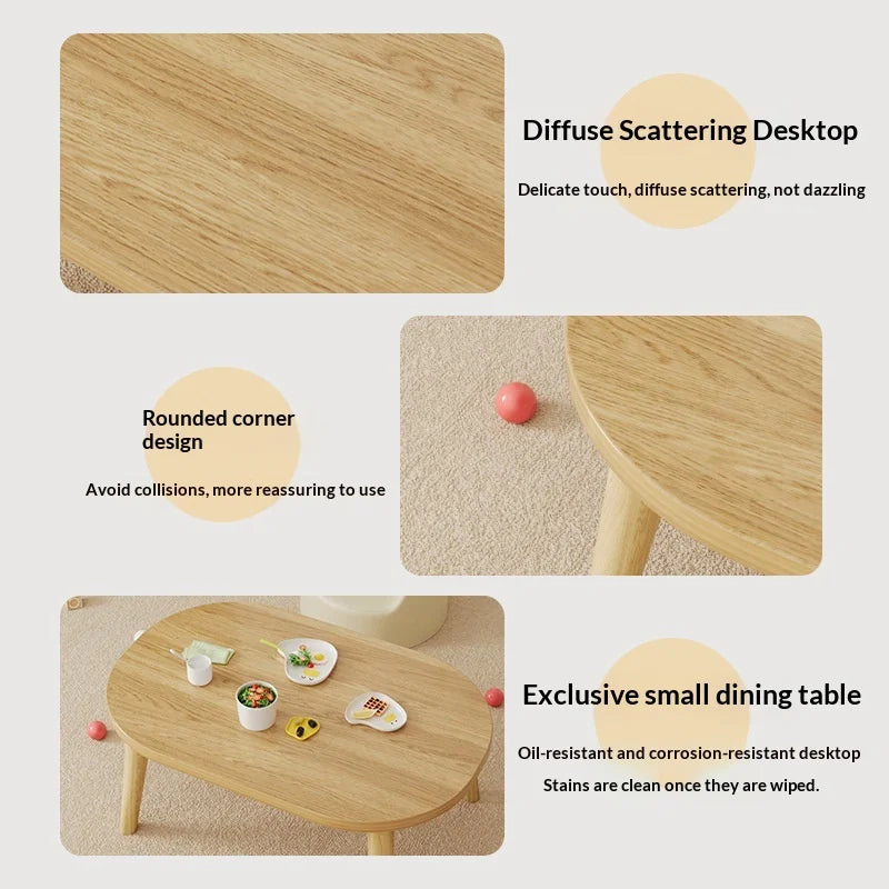 Mesa para niños Escritorio de estudio para niños Patas ovaladas de madera maciza Fácil montaje Mesa auxiliar pequeña para escribir, leer, jugar, para el hogar Escritorio para niños