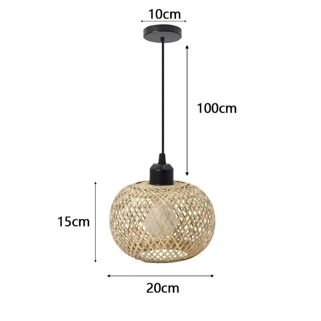 Lámpara colgante de bambú retro, araña tejida, lámpara colgante de ratán hecha a mano, accesorio de iluminación interior para restaurante y comedor