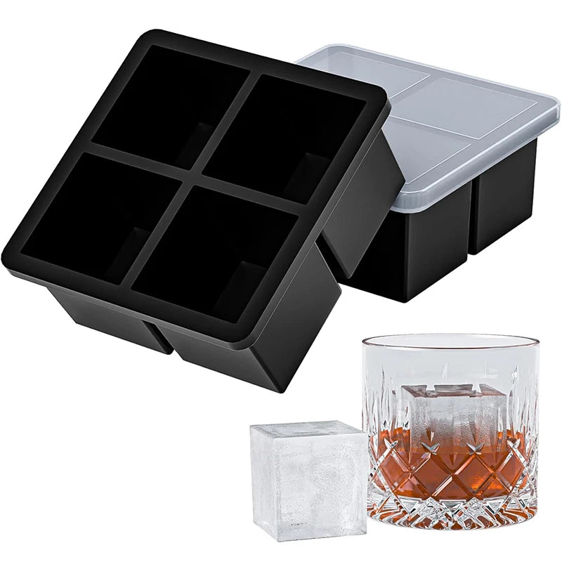 Bandeja Grande para Cubitos de Hielo, Molde de Silicona para Hielo, Bandeja de Hielo de Whisky de Fácil Liberación con Tapa, Molde Cuadrado Apilable para Cócteles y Zumo