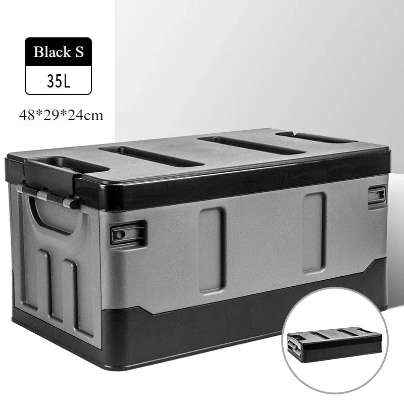 Caja de almacenamiento grande para camping, contenedor portátil impermeable para exteriores, organizador de maletero de coche duradero y multiusos plegable