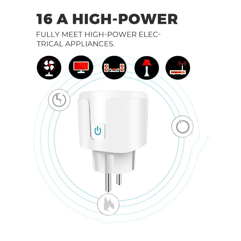 Smart Plug WiFi Socket EU 16A/20A With Power Monitoring Timing Function Works With Alexa, Google Home, Alice, SmartThimg