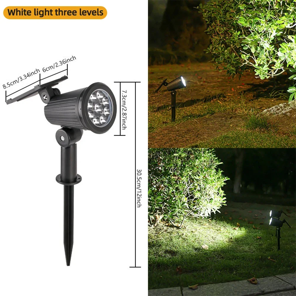 9 luces solares LED focos exteriores RGB luces solares de paisaje IP65 impermeables de brillo ajustable para jardín, patio, palmeras