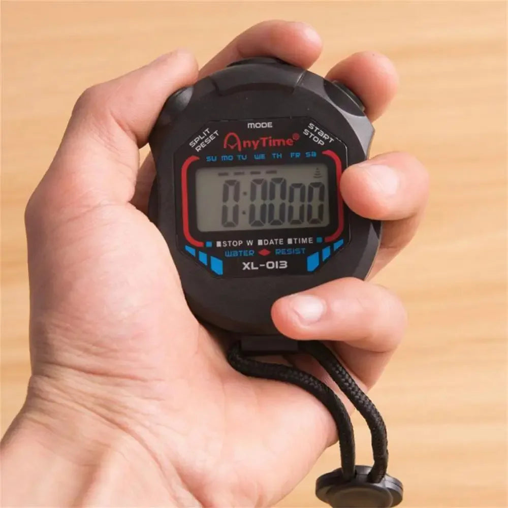 Cronómetro digital profesional clásico de mano con pantalla LCD y cordón, temporizador deportivo de alta precisión, temporizador de cocina con cuenta regresiva