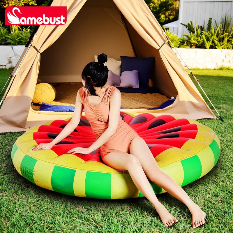 Camebust Colchoneta Flotante Hinchable para Agua, Colchoneta Flotante Hinchable para Piscina al Aire Libre, Colchoneta Flotante Grande Redonda de Sandía