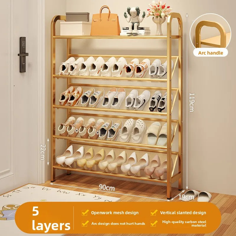 Zapatero de acero para puerta, doméstico, sencillo, ahorro de espacio, metálico, multi-capa, armario estrecho para zapatos