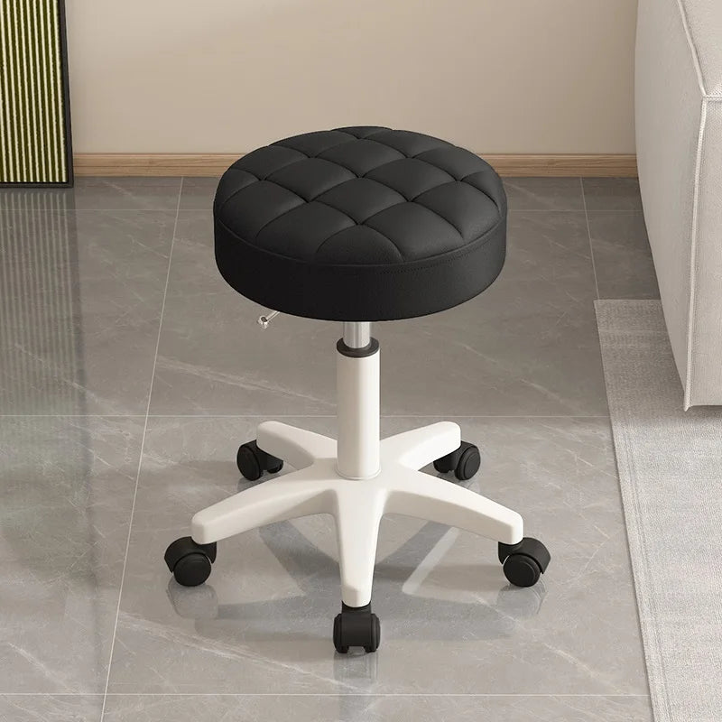 Taburete de masaje Taburete de salón de belleza Taburete redondo giratorio elevable Taburete de peluquería para manicura Taburete redondo con ruedas