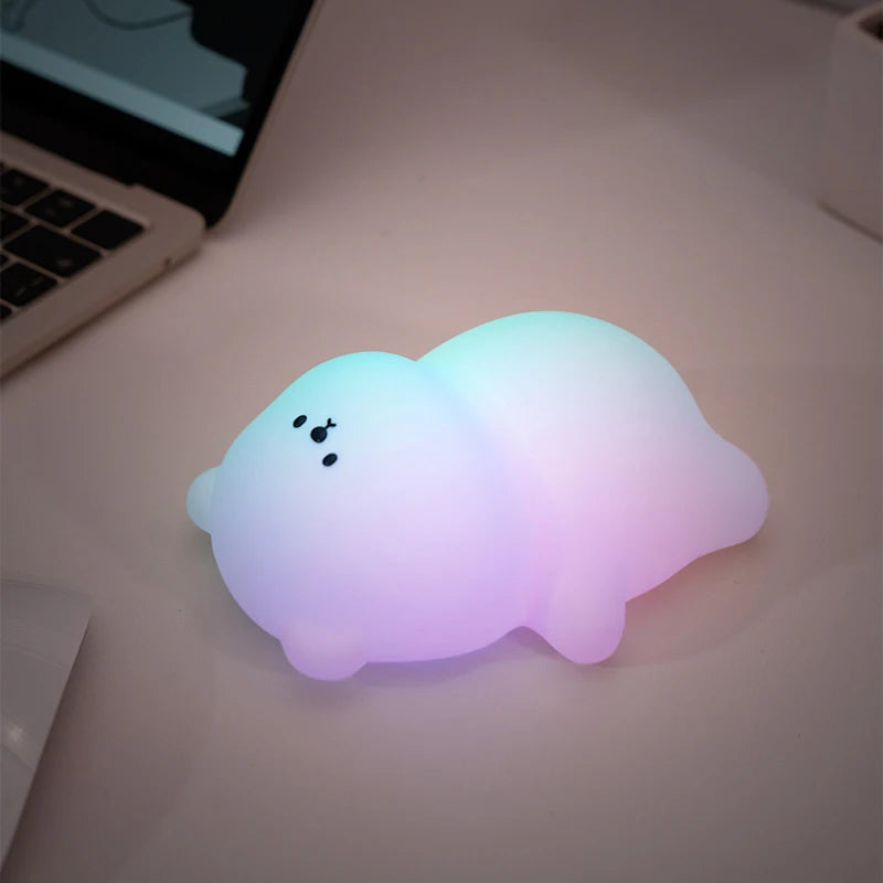 Luz nocturna LED de panda, bonita lámpara nocturna de silicona, recargable por USB, lámpara de noche táctil para dormitorio con temporizador, decoración, regalo para niños