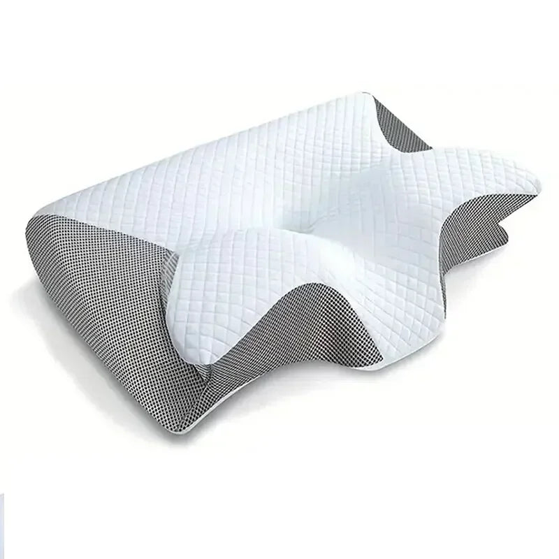 Almohada cervical de espuma viscoelástica para el dolor de cuello, ayuda a dormir, almohadas ortopédicas ergonómicas de contorno 2 en 1 que no se colapsan