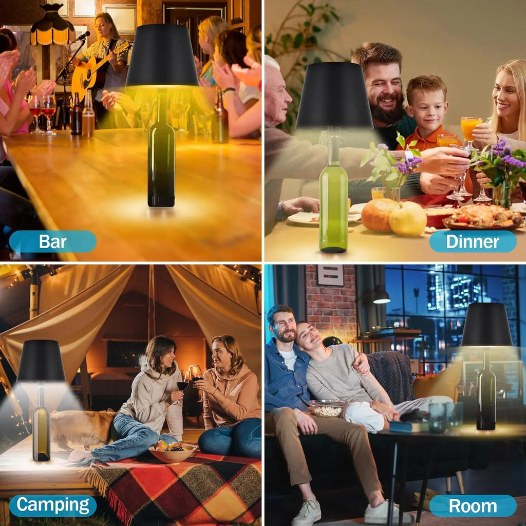 Lámpara de mesa inalámbrica para botellas de vino, luz LED para botellas para uso en exteriores, control táctil, ideal para restaurantes, bares, fiestas y festivales