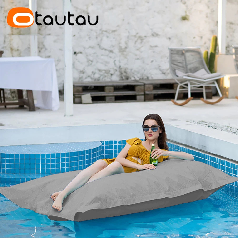 OTAUTAU Funda gigante de puf flotante de 1,8 m sin relleno para exteriores, piscina, almohada, jardín, playa, puf, salón, saco DD034