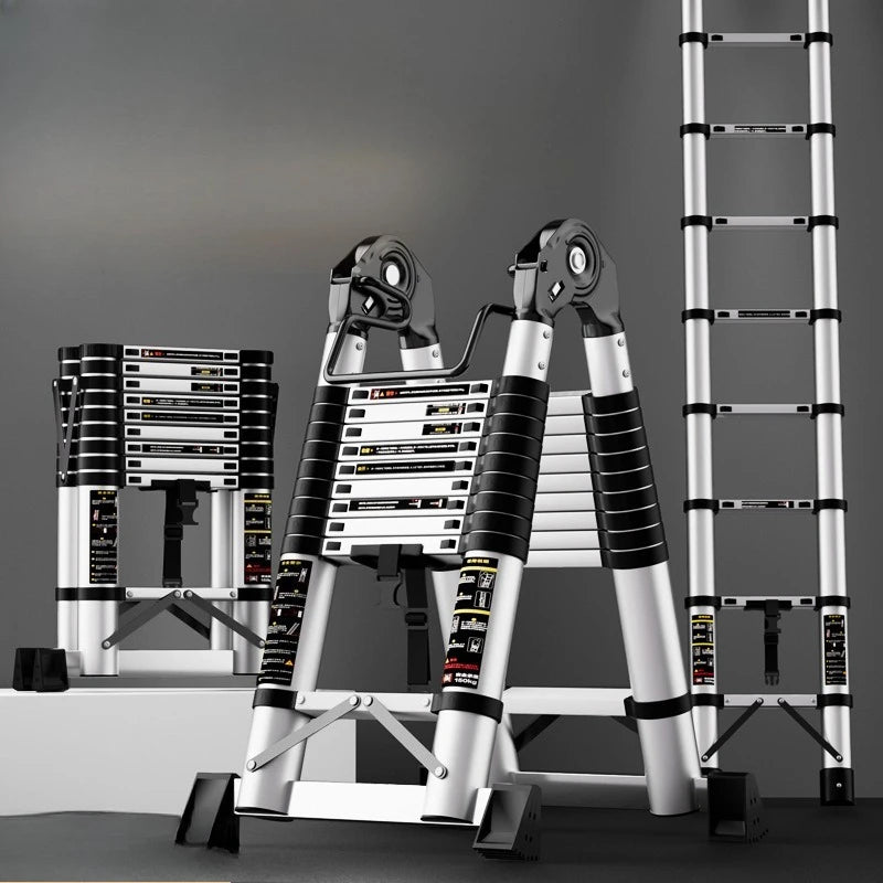 Escalera Plegable Telescópica de Aluminio de 3 Peldaños, Taburete, Hogar, Cocina, Jardín, Portátil, Ligera, Bloqueo de Seguridad, Multiusos para el Hogar