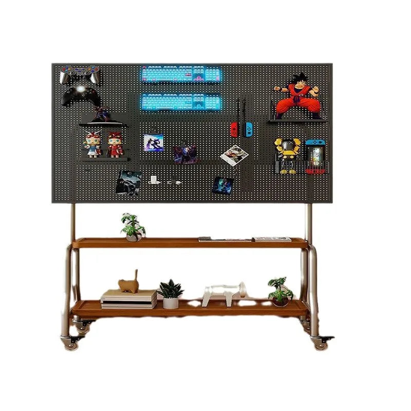 Soporte de suelo para TV de acero inoxidable, carro vertical móvil con ruedas, soporte de TV para sala de estar, dormitorio, colgador universal, estante de almacenamiento