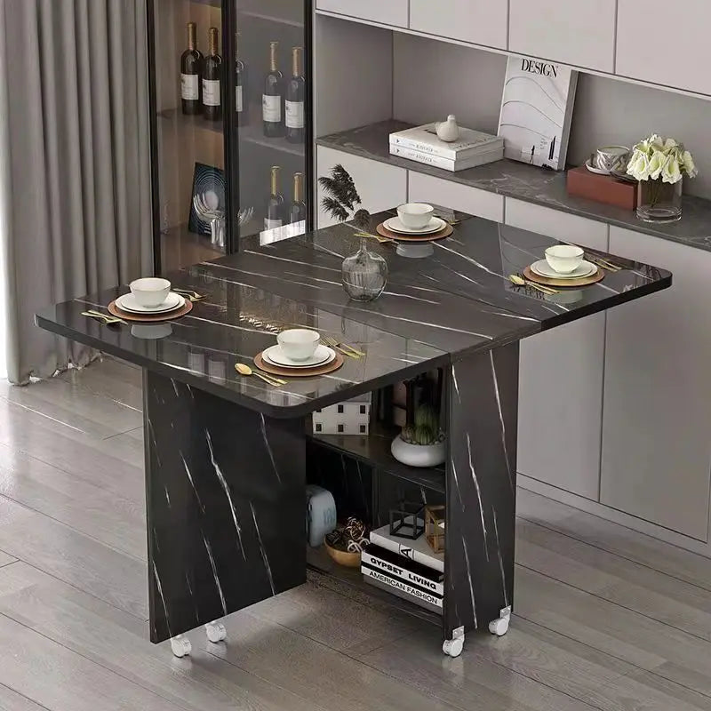 Mesa de comedor plegable para el hogar, apartamento pequeño, polea móvil, retráctil, rectangular, sencilla, multifuncional