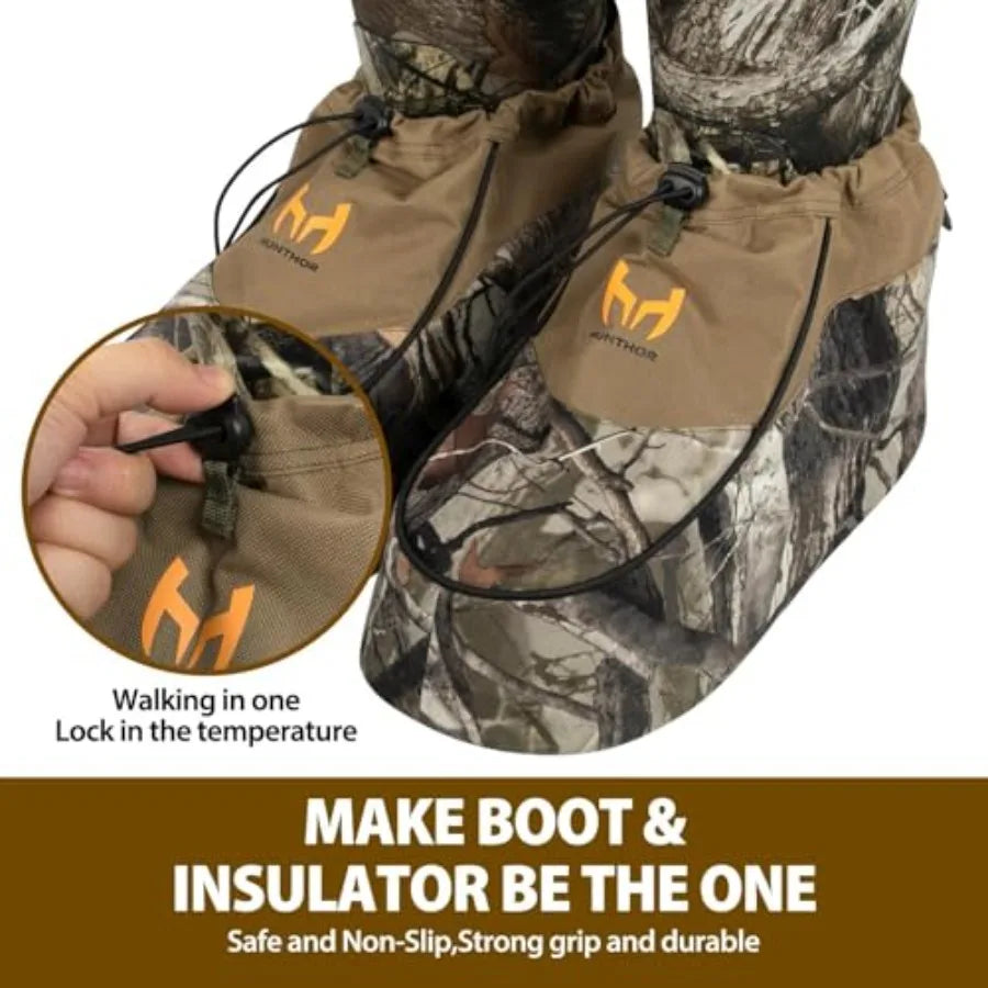 Cubiertas aislantes para botas de 600D duraderas, aislantes para clima frío con cuero de PU resistente al agua, cubiertas antideslizantes para botas para caza, pesca