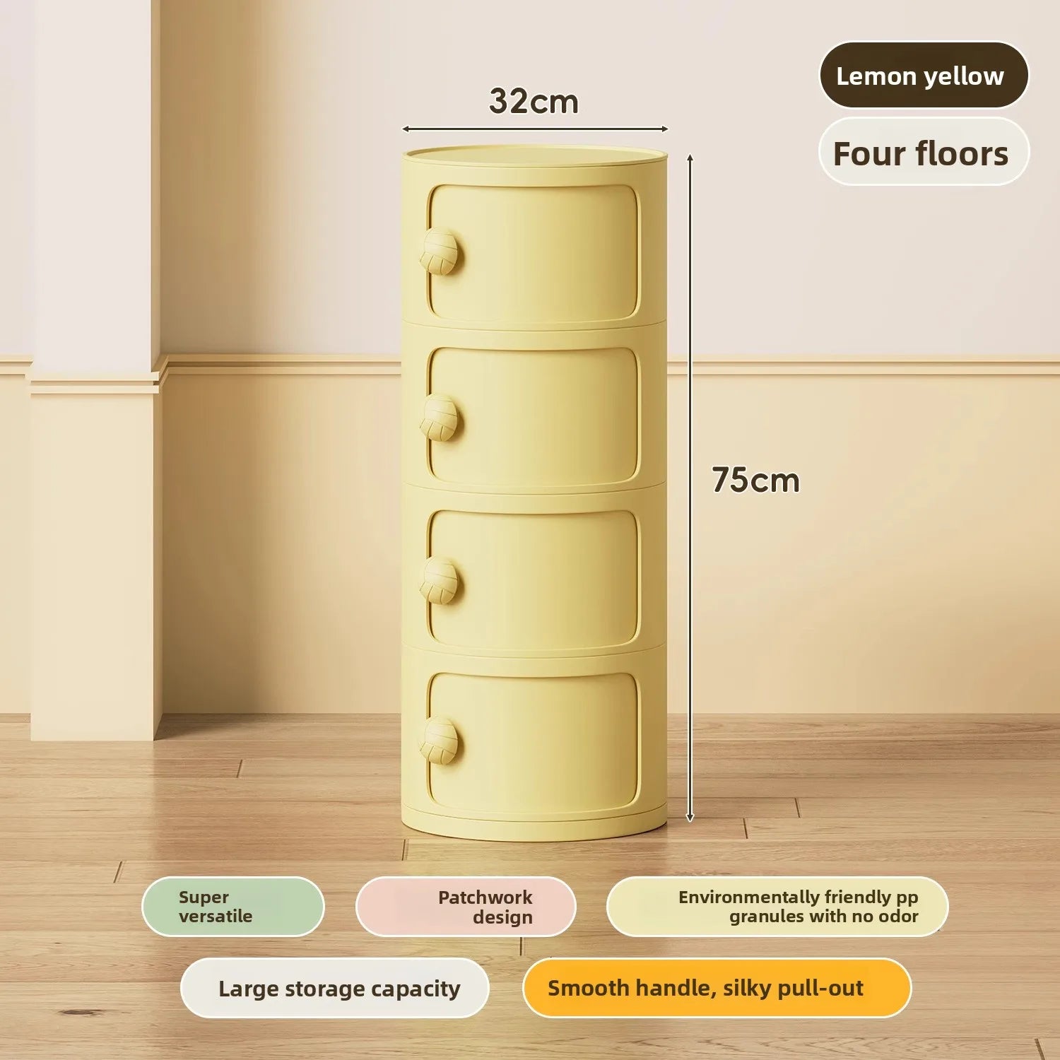 Bedside table Cream wind multi-layer cylindrical bedroom locker Ornament storage cabinet