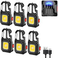 Linterna de trabajo portátil Mini LED tipo llavero Linterna de bolsillo recargable por USB Lámpara de camping al aire libre con martillo rompeventanas abridor de botellas