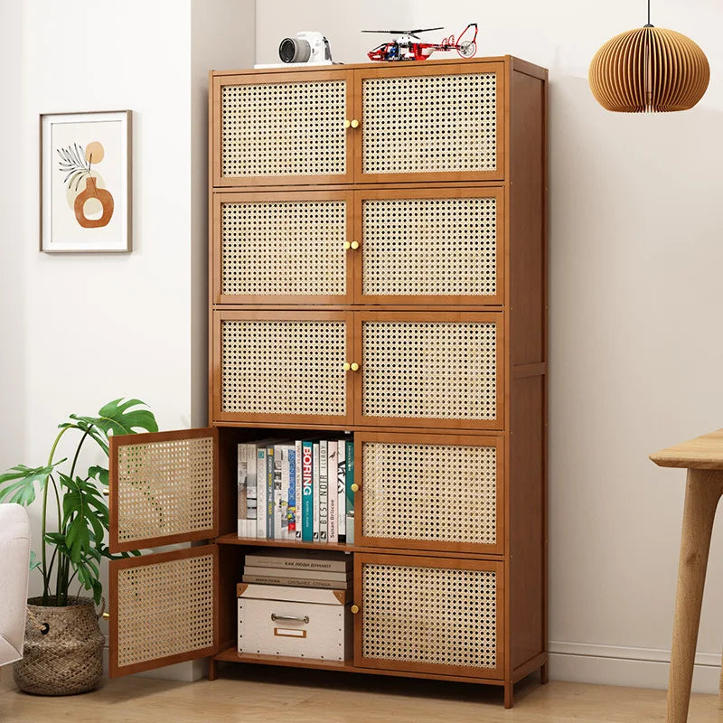 Librería con puerta, estante de almacenamiento de múltiples capas, armario de almacenamiento de costura, vitrina de sala de estar, estantería