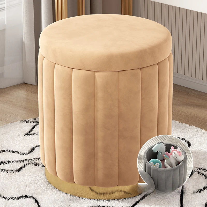 Makeup stool light luxury round stool chair bedroom Internet celebrity storage bench sofa stool dresser stool makeup chair small