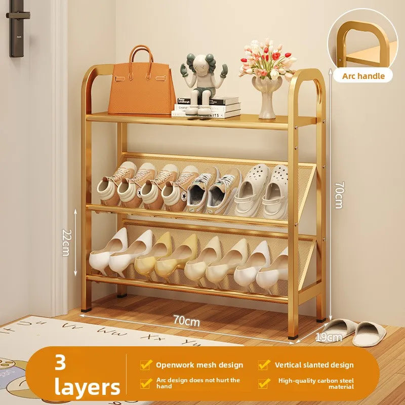 Zapatero de acero para puerta, doméstico, sencillo, ahorro de espacio, metálico, multi-capa, armario estrecho para zapatos