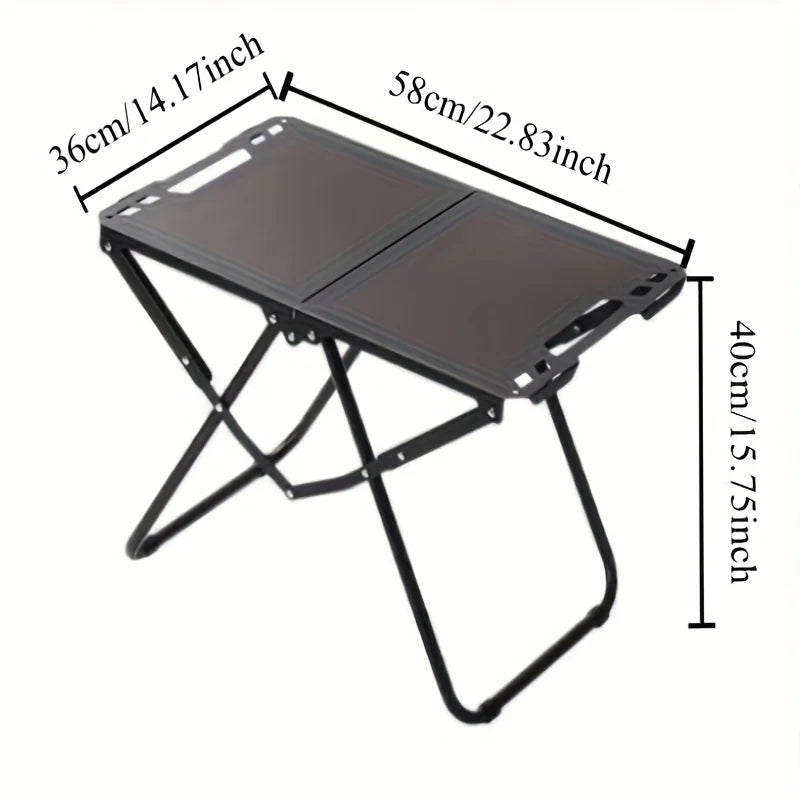 Mesa de camping plegable ligera, escritorio de picnic con asa de transporte, base de trípode, ideal para actividades al aire libre, accesorios de camping