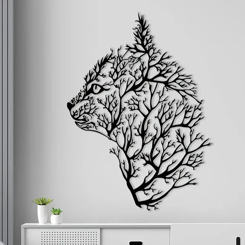 Encantador Adorno Metálico de Gato y Árbol para Pared - Decoración Minimalista para Dormitorio, Sala de Estar, Oficina - Regalo Perfecto de Estreno de Casa