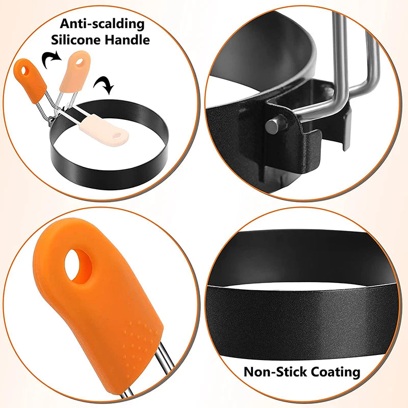 Anillo Profesional de Acero Inoxidable para Huevos Fritos, Molde Redondo Antiadherente para Panqueques