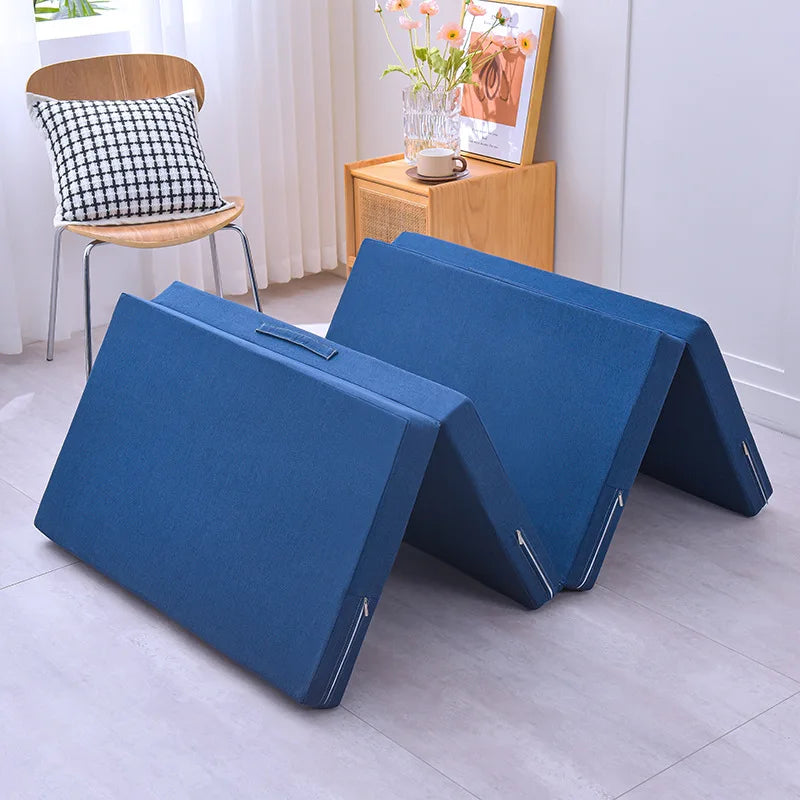 Colchón de espuma viscoelástica de cuatro pliegues, colchón de espuma viscoelástica de alta elasticidad, colchón plegable individual, colchoneta blanda de tatami, colchoneta para invitados