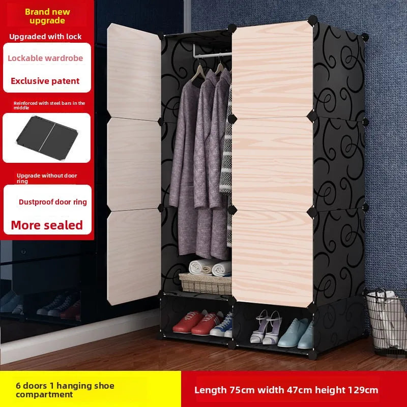 Armario de tela portátil de fácil montaje, organizador de ropa, armario de almacenamiento para dormitorio de alquiler, muebles ligeros y duraderos
