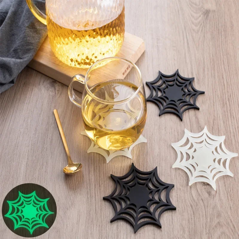 Posavasos Aislante, Salvamanteles Fluorescente Telaraña, Posavasos de Silicona Luminoso